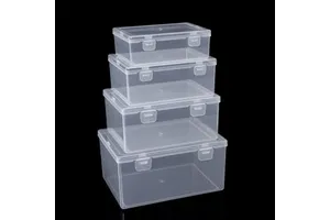 Transparent Storage Box with Lid - Modern Plastic Storage Box with Double Buckle Closure for Desk Stationery and Cosmetics