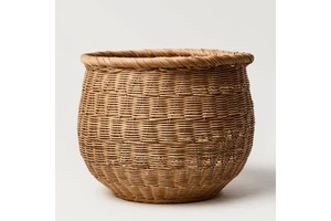 Large Round Rattan Storage Basket Handmade Wicker Organizer Basket For Laundry Toys Home Storage And Decor