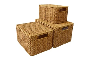 New Arrival Large Size Custom Modern Design Multi-function Storage Boxes Plastic Rattan Wicker Basket
