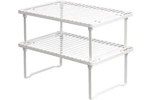 Cedar Space Stackable Dual Layer Pantry Storage Rack Wire Shelf Cupboard Drawer Plate Dish Holder Under Sink Basket Tidy Utility Box