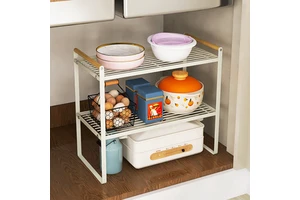 Detachable 2-Tiered Stand Spice Rack Sink Organizer Wire Material Storage Kitchen Cabinet Cutlery Coat Clothing Organization