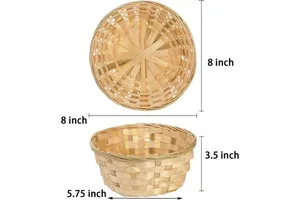 Woven Bamboo Rattan Basket Eco-friendly Wicker Basket For Storage Bread Fruit Snack Handmade Bamboo Basket