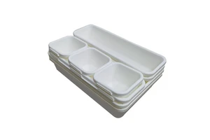 8-Piece Plastic Drawer Organizers Set-3-Sizes Multi-Purpose Modern Vanity Makeup Kitchen & Desk Bathroom Storage Trays