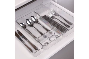 High Quality Clear PS Plastic Square Storage Drawer Organizer Tray Box Stackable for Houseware Cosmetics Custom Logo Sticker