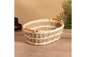 High Quality Natural Handwoven Rattan Wicker for Kitchen Decorative Storage Basket for Organizing Manufactured in Vietnam