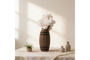 HN Rattan Modern Simple Design Handmade Woven Flower Vase Desktop Decoration Storage Bottle Creative Arrangement