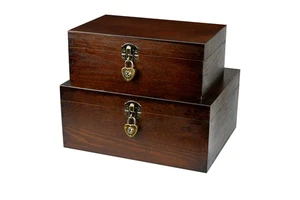 Wood Keepsake Boxes with Lock and Keys Handcrafted Decorative Wooden Storage