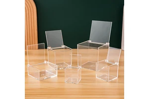 Wholesale Square Clear Plastic Flip Candy Box Package Jewelry Storage Box Gifts Plastic Flip Box