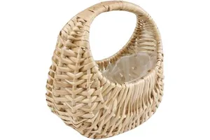 Mini Decorative Woven Rattan Flower Basket for Kitchen Fruit Storage Vegetable Tools