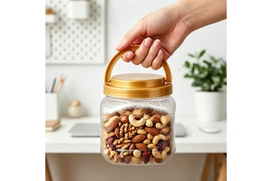 700ml Transparent PET Storage Container with Handle Lid Wide Mouth Plastic Jar for Kitchen Food Candy and Nut Storage