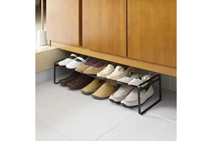 Metal Shoe Rack Cabinet Living Room Single Tier Multifunction Shoe Organizer with 8 Pair Holders