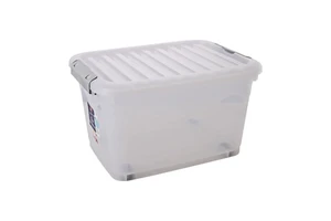 Factory Direct Sale Stackable Transparent PP Plastic Storage Boxes 45L Capacity Eco-Friendly for Kitchen Toys Clothes