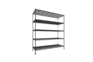 Freestanding 5-Tier Metal Storage Shelves Heavy Duty Carbon Steel Rolling Rack Load 800LBS Adjustable Wheels 5 'Wheels Holders