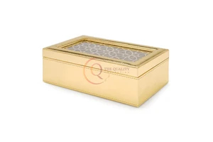 Hot selling gold shed jewellery box decoration for your dressing table use for home party wedding jewellery packing