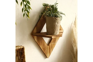 Art Deco Square Wooden Wall Mounted Foldable Multifunction Flowerpot Storage Rack; Simple Home Decoration for Birthday Guest