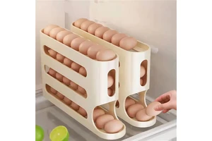 Commercial PP Plastic Four-Tier Slide-Drawer Egg Rack-High-Capacity Eco-Friendly Food Storage Refrigerator Organization System