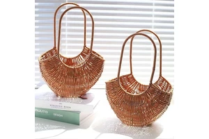 Half-moon Rattan Flower Basket Valentine's Day Mother's Day Gift Flower Shop Fresh Flowers Flower Arrangement For Girl