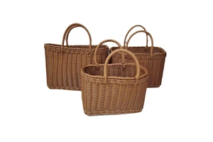 Handwoven PE Rattan Style Storage Basket with Dual Handles, Rectangle Wicker Laundry Hamper for Home Organization & Picnic