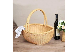 RATTAN BAMBOO BASKET // Used for Storing Fruits or Bread