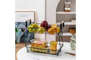 Kitchen Counter Storage Basket Tiered Vegetable Rack Durable and Practical Fruit Basket Metal Fruit Stand Display Rack