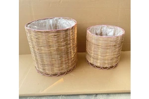 Wicker Planter with Liner Inside Rattan Pot Garden Decorations with Basket Liners