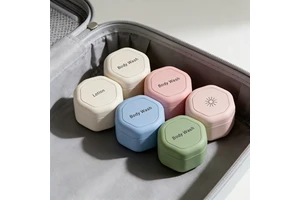 Shower Gel Travel storage box anti leak Reusable Hexagonal Modular Jars Space-Saving Portable