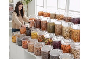ECOBOX Round Container Scoop Bin Powder Spices Candy Storage Bins Airtight Bulk Food Candy Bin