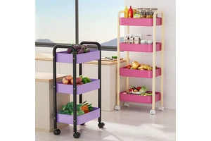 Cedar Space Household Small Trolley 3-Tier Floor-standing Moisture-proof Portable Storage Rack For Living Room Bedroom Kitchen Desktop