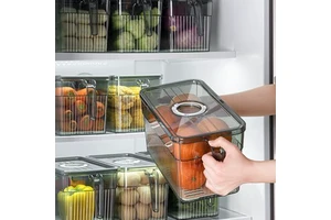 Refrigerator Organizer Kitchen Fridge Storage Box Fresh Keeping Vegetable Fruit Boxes Basket Storage Containers Time Keepers Box