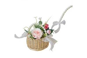 Pearl Princess Woven Rattan Flower Storage Basket Handmade Reusable Home Wedding Decor