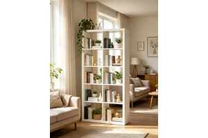 LIWEI Durable Modern Convertible 2X4 Wood Panel Cube Storage Unit Bookshelf Display Rack Living Room Furniture Home Decor