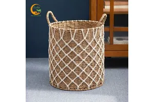 Hot Sale Water Hyacinth Basket Natural Decorative Lightweight Storage Bin Durable Cheap Price