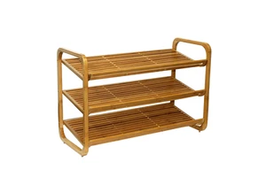 High Quality 3-Tier Shoe Rack Bamboo Stackable Shoe Shelf Storage Organizer for Entryway Hallway and Closet