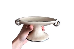 Vintage Ceramic Storage Tray Handmade Decorative Home Accessories Ins Style Double Ear High Tray