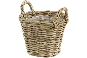 Natural Rattan Wicker Garden Planter Basket with Handle for Flowers