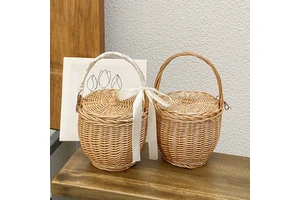 Eco-friendly Wicker Rattan Flower Basket Wedding Flower Girl Basket Ladies Daily Wear Basket for