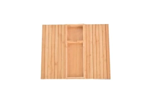 Multifunctional Carved Wood Sofa Cup Holder Tray with Single Tier for Kitchen Use Beverages & Snacks Storage