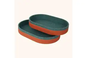 Woven Decorative Canvas And Leather Tray | Serving Tray | For Entryways And Hotels