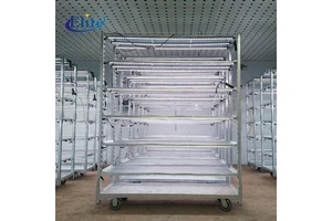 Danish Nursery Flower Greenhouse Rolling Plant Rack Trolley Carts Steel Metal Removable Shelf Four-Wheel OEM