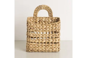 Nice Price Eco-friendly Water Hyacinth Wall Rectangular Basket with Handle Handwoven Wholesales From Vietnam