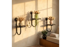 Wall Plant Holder Hanging Rack Art Deco Kitchen Bathroom Modern Steel Flower Pots Wall Mounted Durable Flexible Design Decor