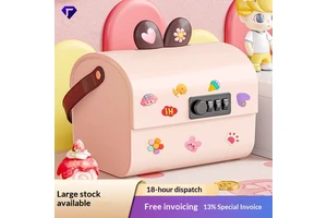 Cartoon Large Capacity Multifunctional Storage Plastic Storage Box With Lock for Kids Desktop Finishing