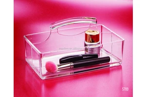 clear Acrylic Makeup Organizer Plastic Storage Tray with Dividers