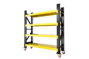 Metal Foldable Corrosion Protection Storage Rack Boltless Adjustable Thickened Heavy Duty Caster Wheel Rack Industrial Warehouse