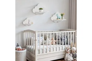 YD Brand Solid Wood 3-Tier Wall Shelf Creative Cloud-Shaped Decorative Multi-Purpose Storage Rack Wood Handicraft Living Wall