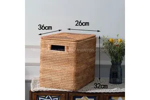 Bulk Order Available Handmade Bamboo Rattan Wicker Basket Laundry Closet Living Room Clothing Organizer Luxury Style