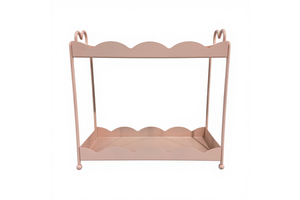 Pink 2-Tier Heart Decor Storage Shelf - Ruffled Edge Organizer for Vanity & Desk