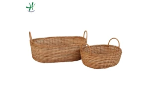 Sustainable Rectangle Wicker Rattan Storage Basket Multifunction Collapsible Bread Basket for Living Room Everyday Use