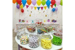 ECOBOX Round Scoop Bin Candy Jar Food Storage And Container Candy Display Storage Bins Airtight Bulk Candy Food Bin For Sweet