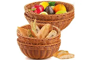 Wholesale New Design Food Grade Durable Storage Baskets Weaving Decoration Grade Food Fruit Vegetable Plastic Rattan Basket